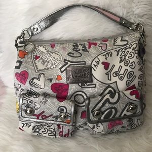 Coach Pink and Silver Poppy Large Tote